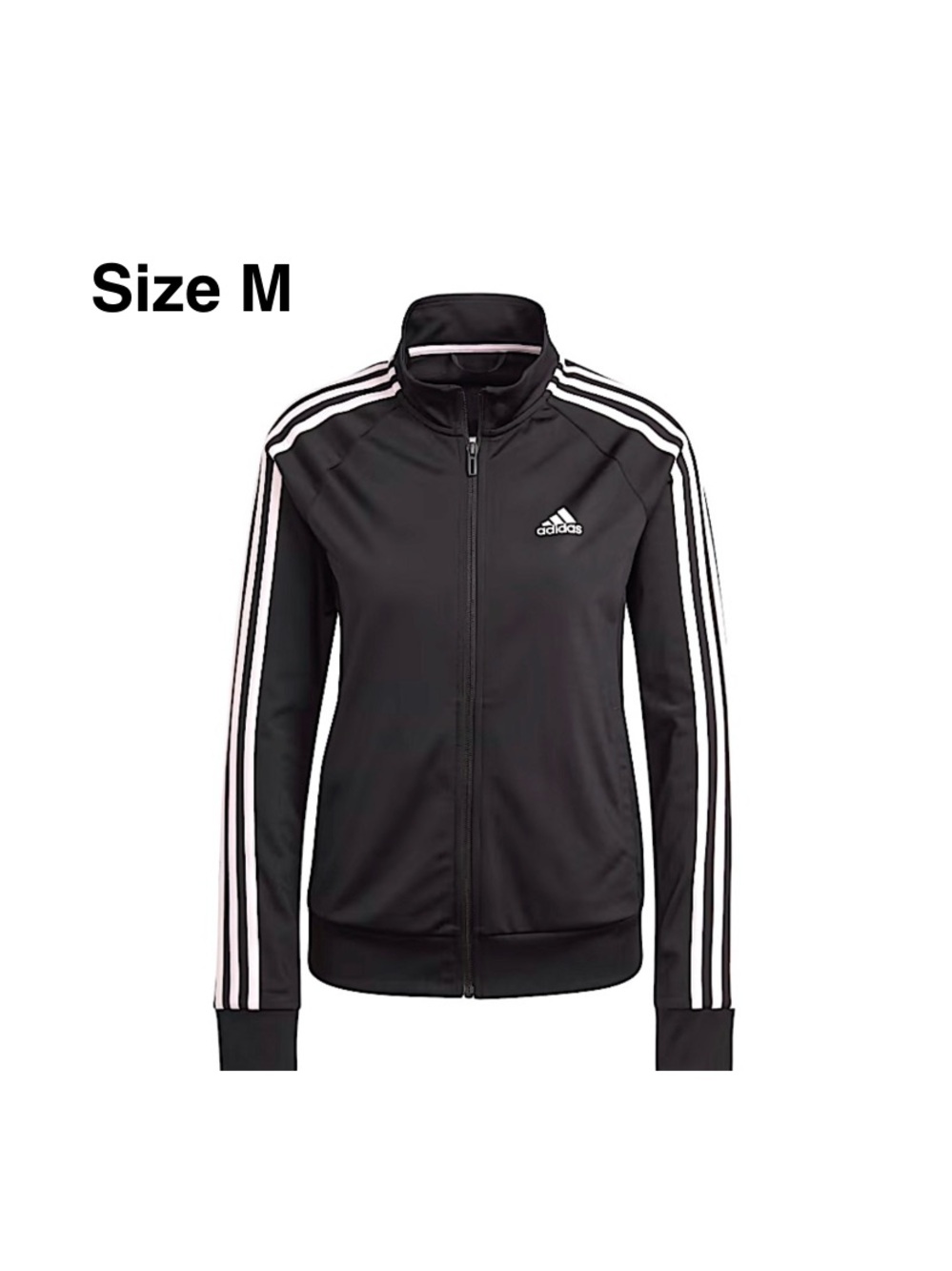 Adidas Essentials Climalite 3-stripes Tricot Track Jacket Size M black ⭐️⭐️⭐️⭐️
